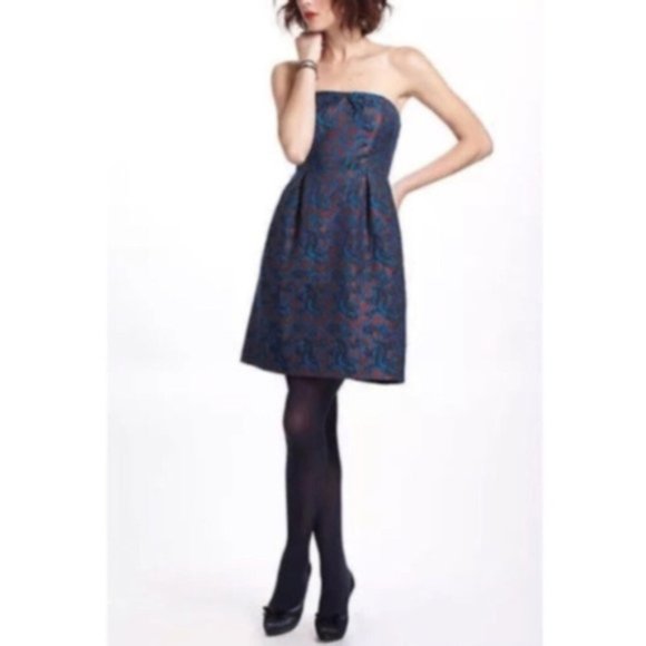 Anthropologie Leifnotes Paprika Brocade Dress 4 - Picture 1 of 8